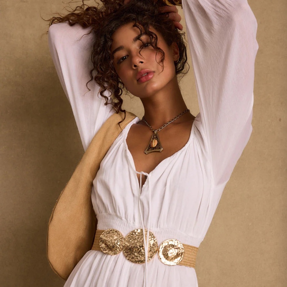 Danika White Linen Maxi Dress - Picture 5 of 6